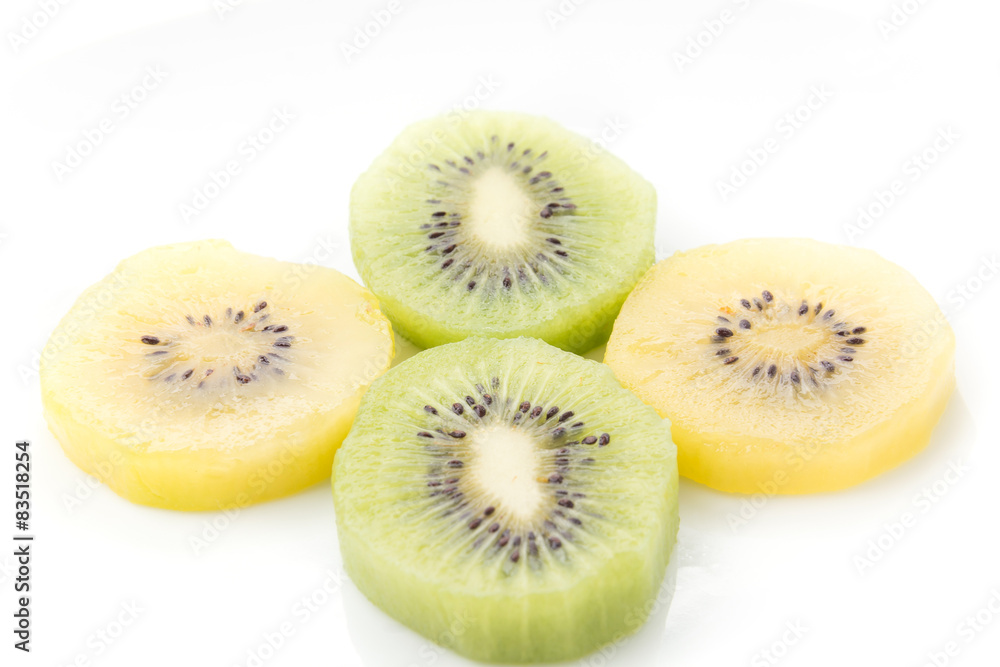 Kiwi and Golden Kiwi fruit isolated on white background Kiwi and Golden Kiwi fruit isolated on white background