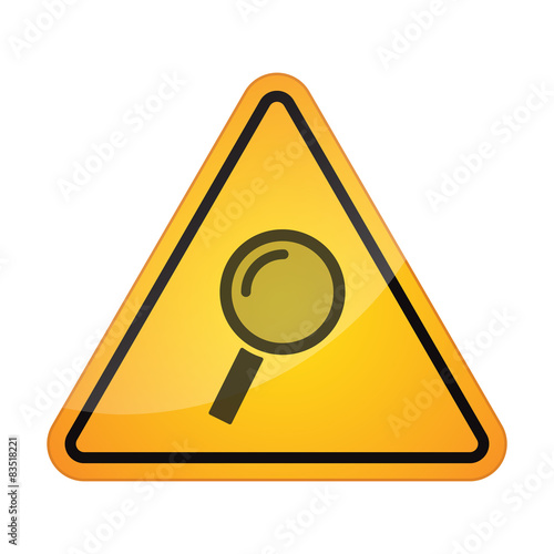 Danger signal icon with a magnifier