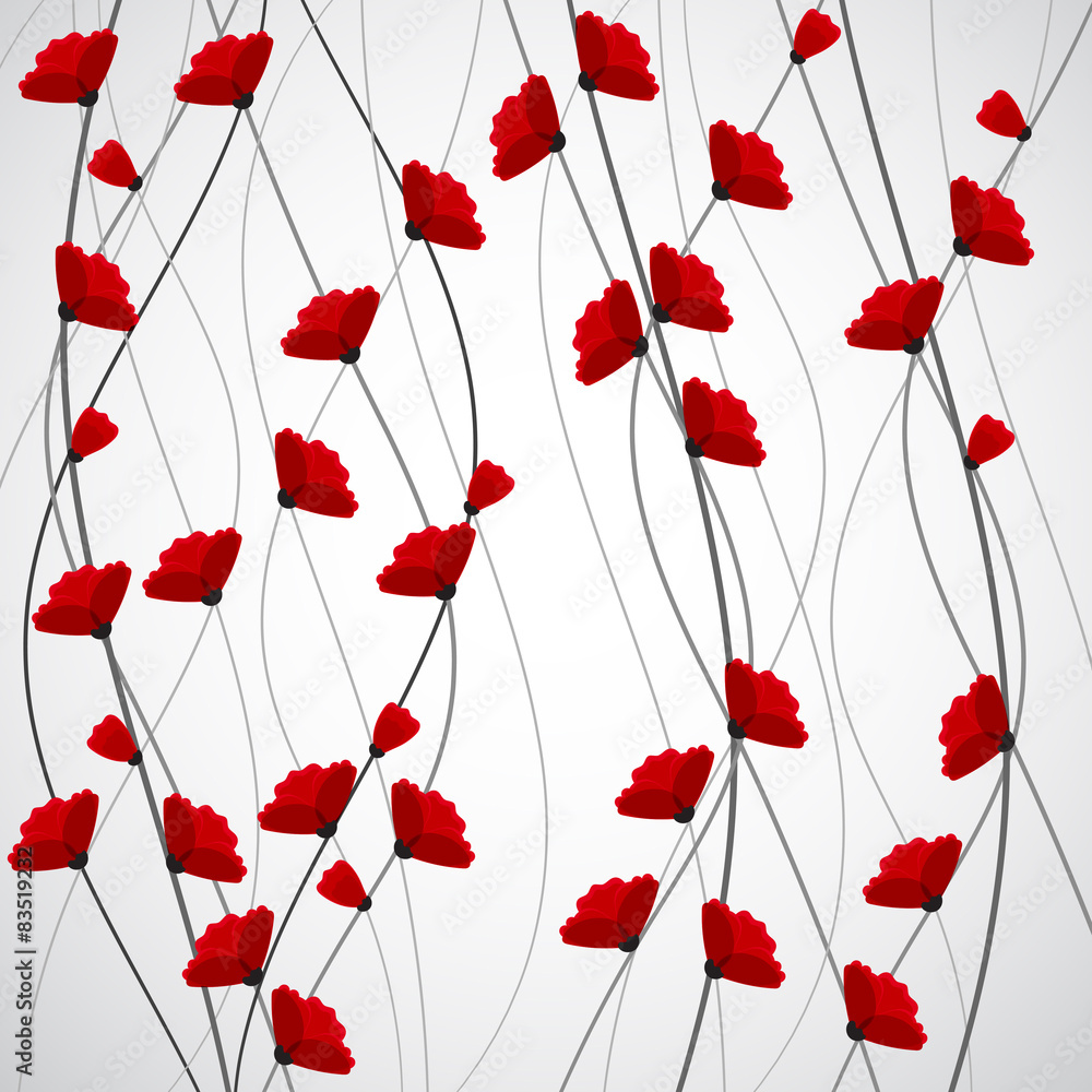 Fototapeta Abstract nature background. Red poppy flowers.