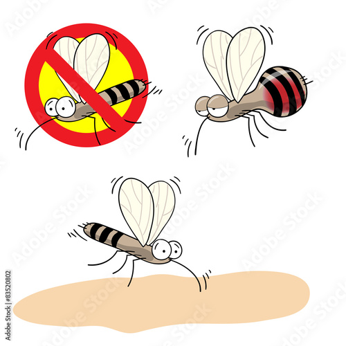 the mosquitoes stop sign - vector image of funny mosquito