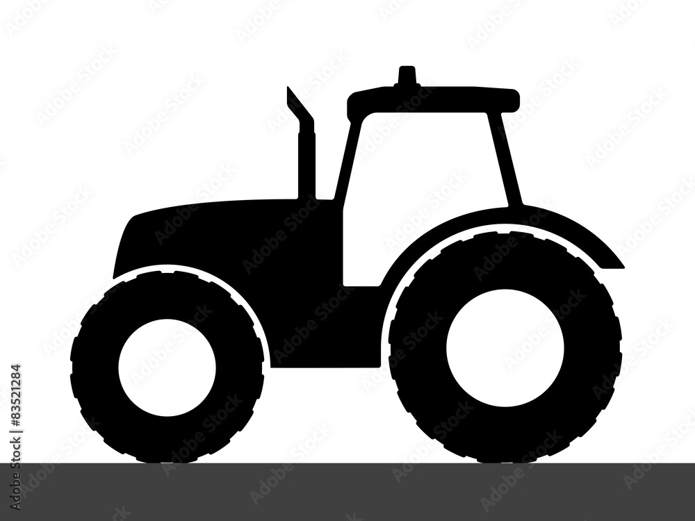 Obraz premium Tractor silhouette on a white background.