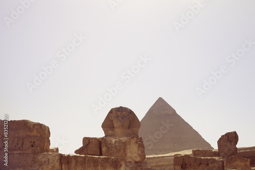 Egypt, Cairo, Giza, Picture of Sphinx and Khafra's pyramid #83521280