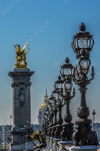 Beaux-Arts style Alexandre III bridge (1896-1900) Paris, France. © dbrnjhrj