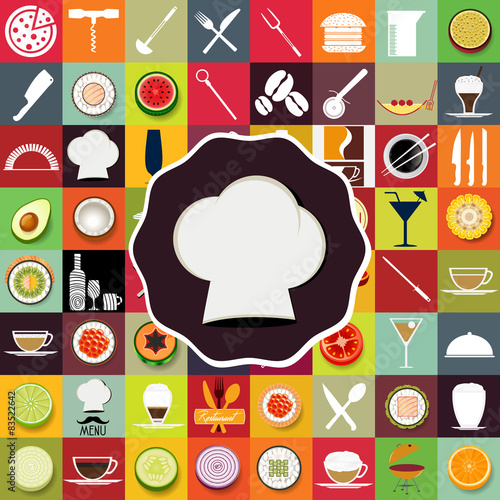 Chef Hat with icon set collection