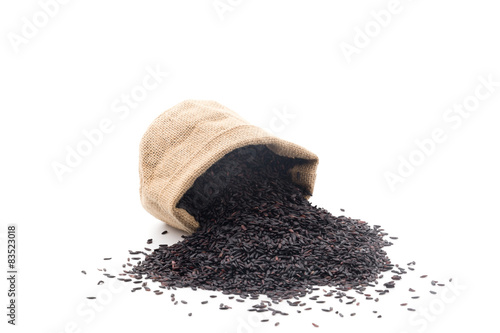 black sticky gaba rice isolated on white background