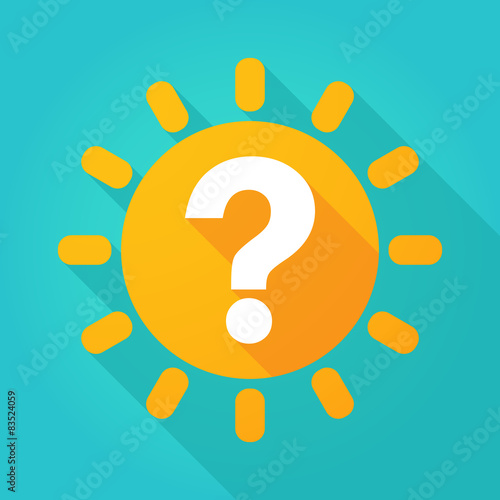 Long shadow sun icon with a question sign