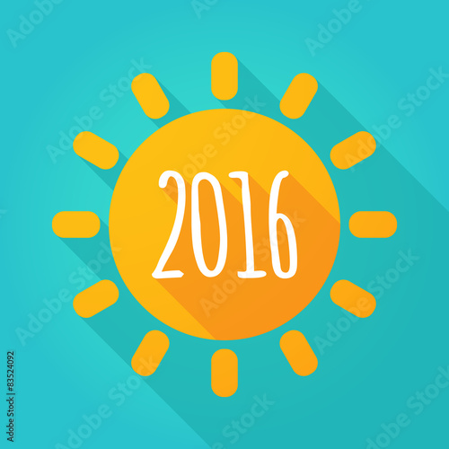 Long shadow sun icon with a 2016 sign