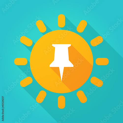Long shadow sun icon with a pushpin