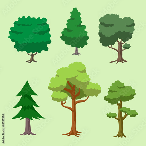 Vector of Cartoon Tree Set
