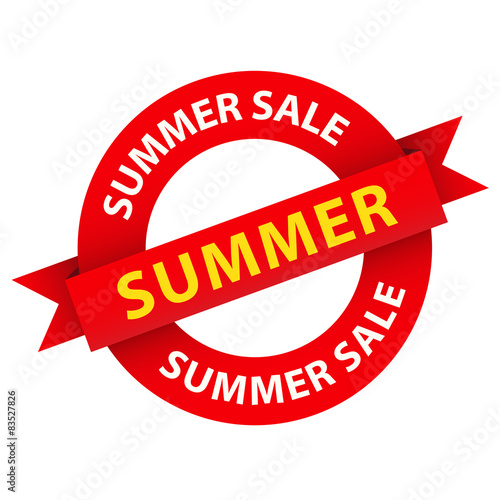 SUMMER SALE Red and Orange Vector Marketing Stamp 