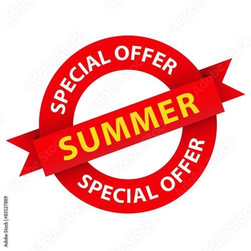 SPECIAL SUMMER OFFER Vector Red and Orange Marketing Stamp 