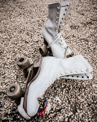 USA, Virginia, Loudoun County, Leesburg, Old roller skates, close-up photo