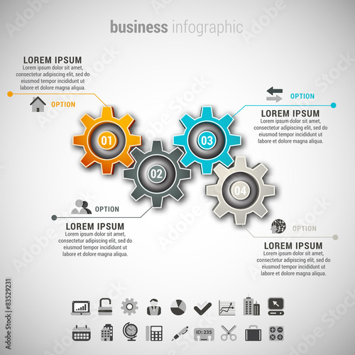 Business infographic made of gears.