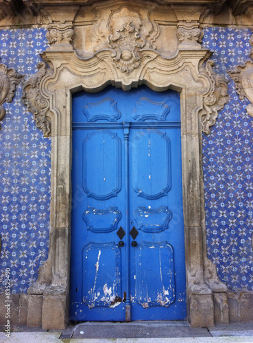 Portugal, Braga, Palacio do Raio, Blue baroque door photo