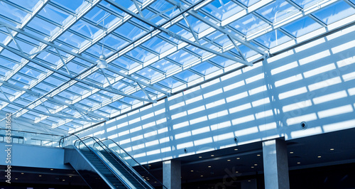 The glass roof of the station in the sunlight