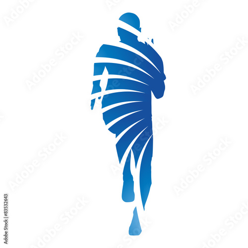 Abstract vector runner. Blue rays