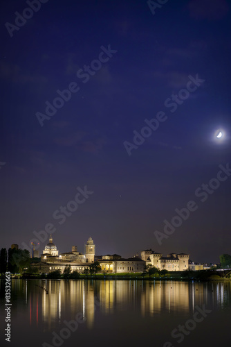 Mantua skyline reflection river night