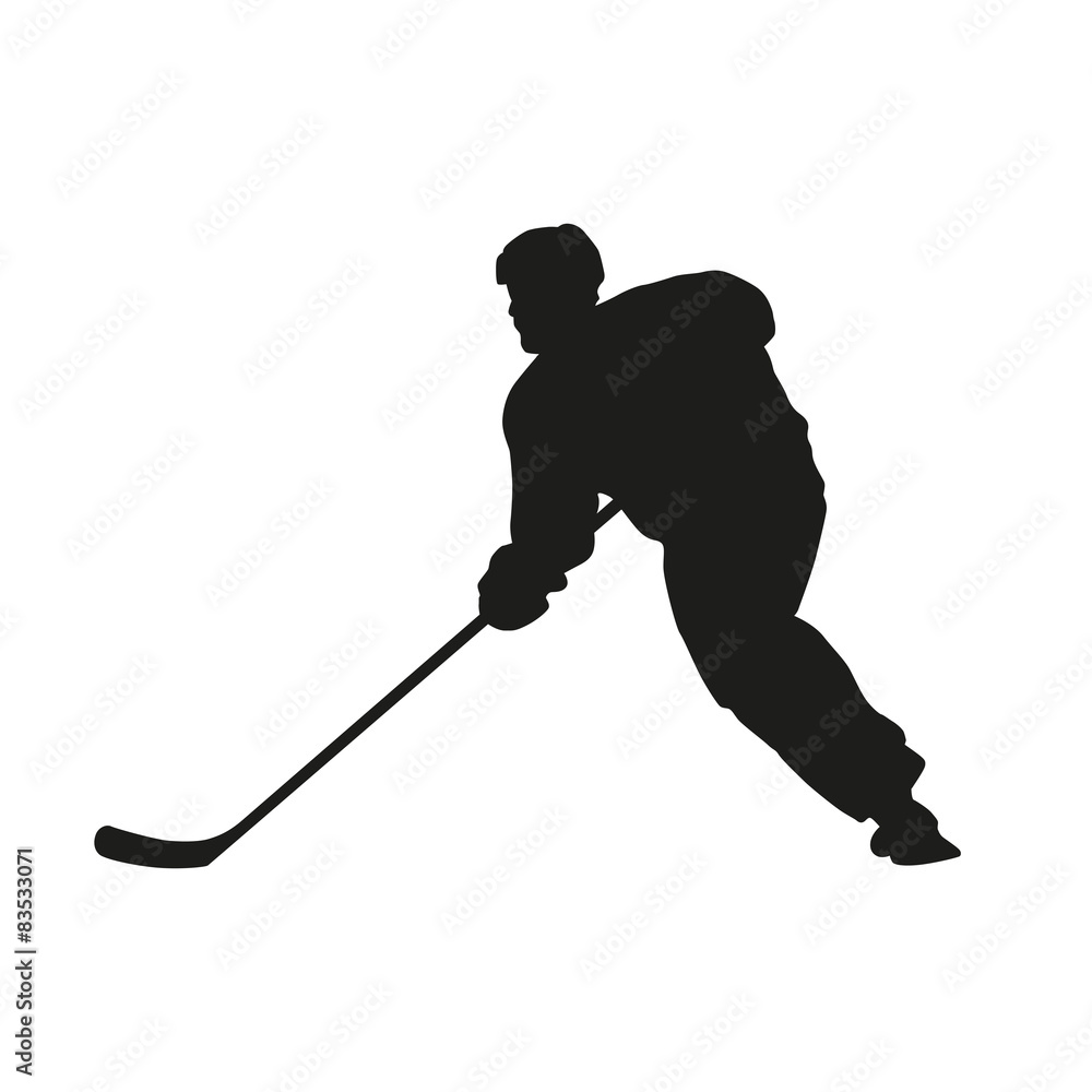 Obraz premium Hockey player. Vector silhouette