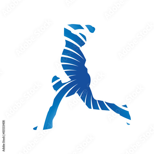 Abstract blue baseball player