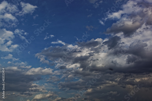 Dark sky with gloomy storm clouds.