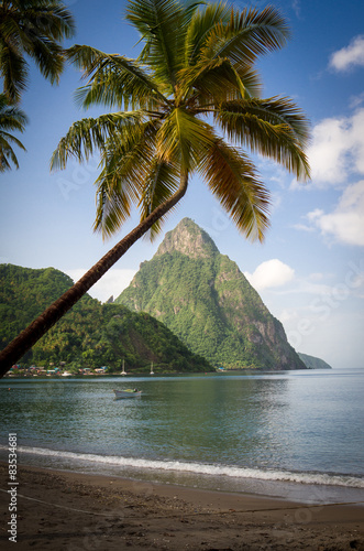 Saint Lucia, Petit Piton seen from Soufriere Bay photo