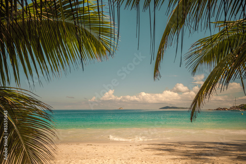 Retro style image of tropical island beach © javarman