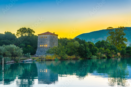 The Venetian Tower of Butrint, at sunrise in  Albania.  photo