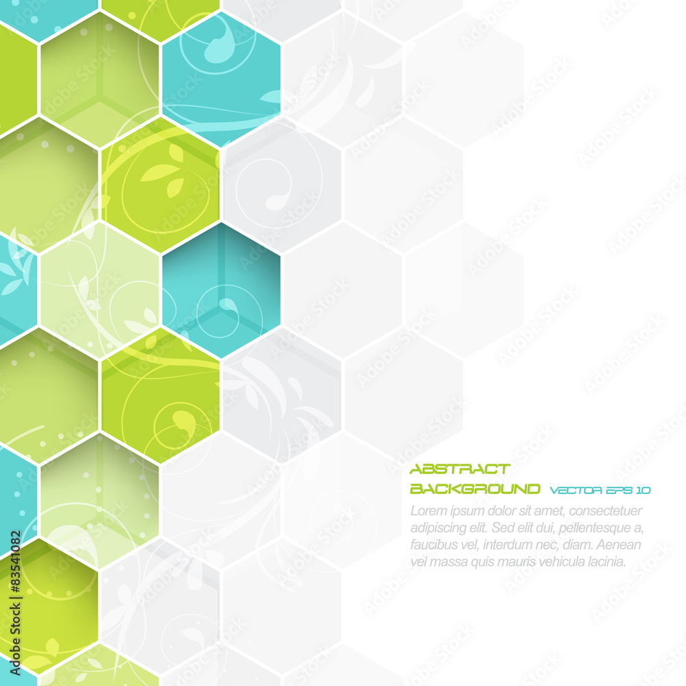 Abstract vector background with hexagonal and floral pattern Stock ...