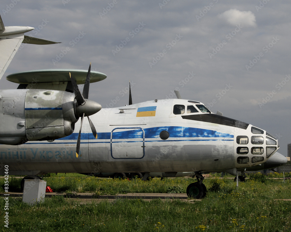 Old passenger plane with propeller engines