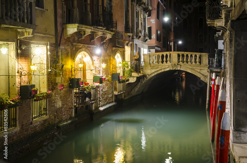 Canal in Venice at night, Italy © zefart