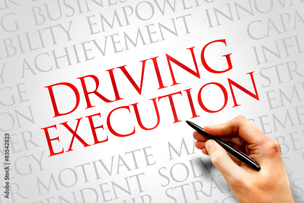 Driving Execution word cloud, business concept Driving Execution word cloud, business concept