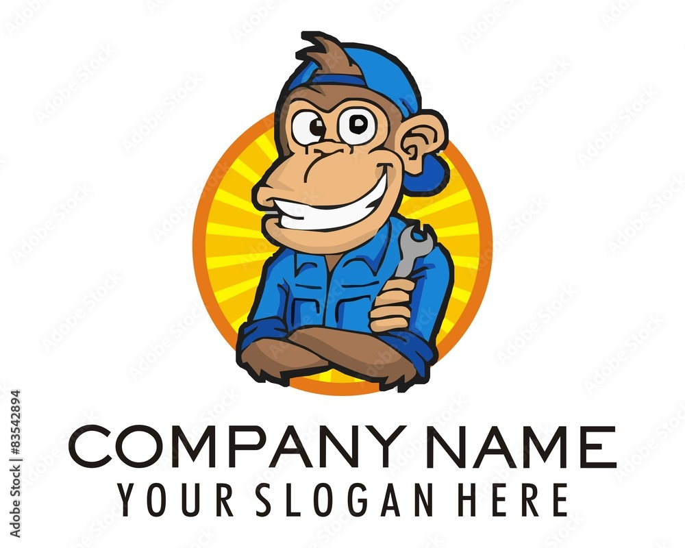 mechanic monkey character logo image vector Stock Vector | Adobe Stock