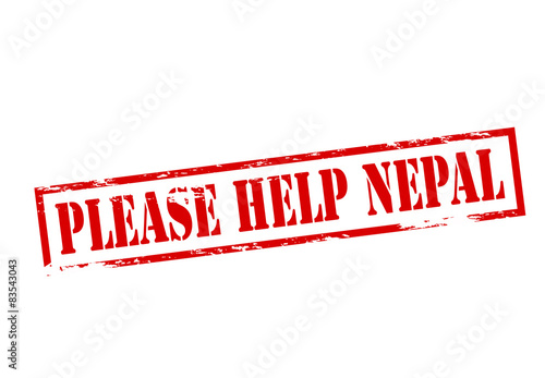 Stamp with text please help Nepal inside, vector illustration