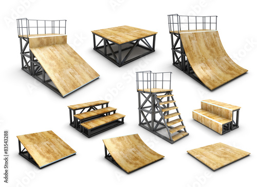 Set of skatepark element