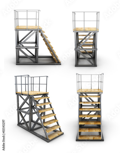 Stairways to access the ramp with different angles photo