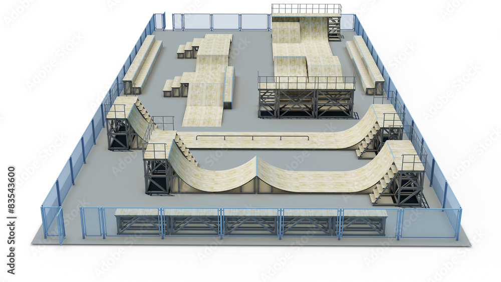 Obraz premium Variant of the elements on the site for skateboarding or rollerb