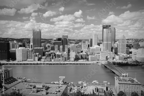 Pittsburgh skyline. Black and white. © Tupungato