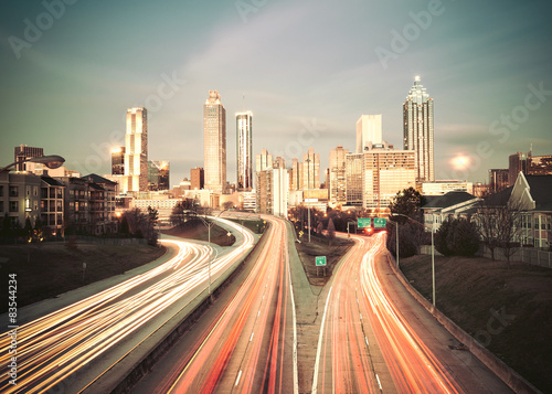 Vintage style image of Atlanta skyline