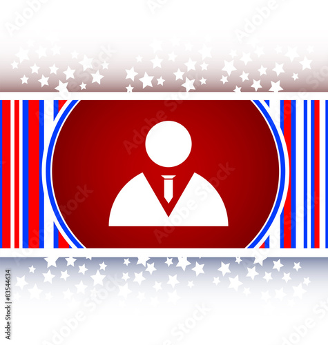 icon button with businessman inside, isolated on white
