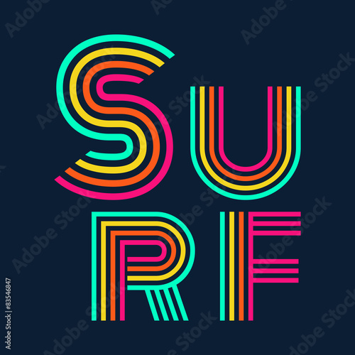 surf typography, t-shirt graphics. Vector illustration