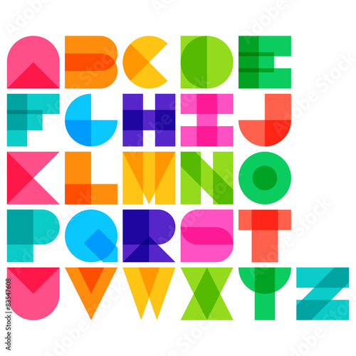 Vector illustration of color font