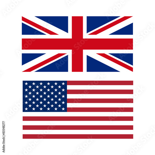 Vector illustration of flags of the US and UK