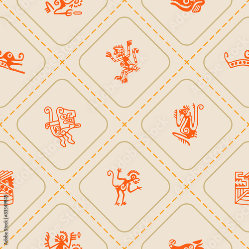 Seamless background with American Indians relics