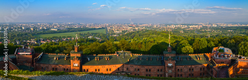 Cracow skyline with aerial view of  Wawel Castle and city center #83551814