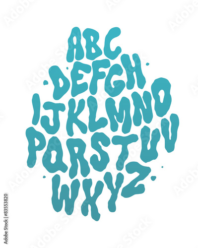 Abstract water font. Vector alphabet