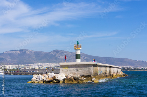 lighthouse in Alimos marina. Athens. Greece
