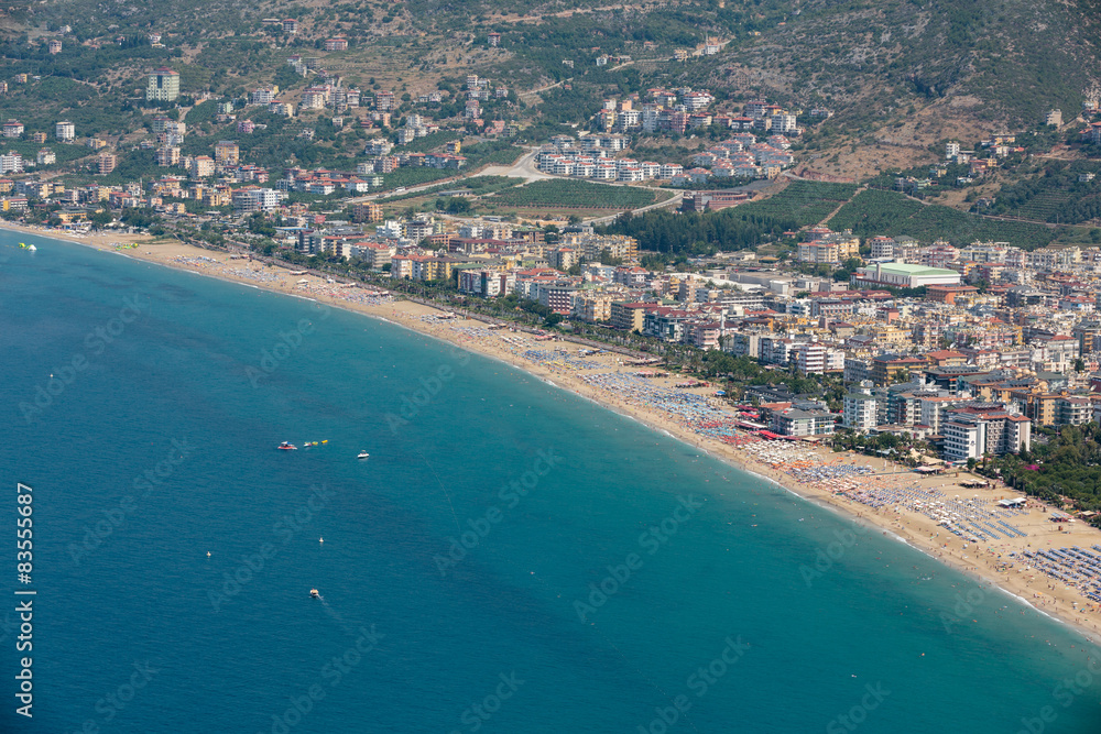 Alanya - the beach of Cleopatra .  Alanya is one of most popular seaside resorts in Turkey