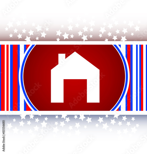 Home web icon, house sign on button
