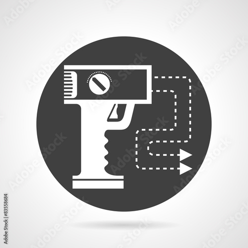 Stun gun black round vector icon