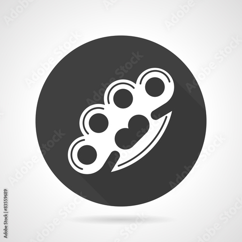 Brass knuckles black round vector icon